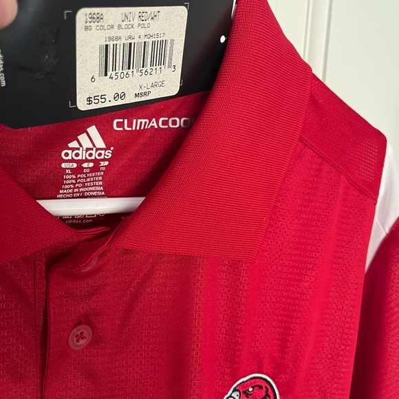 Adidas NWT University of Miami Redhawks Mens XL Polo shirt Red & White - Picture 6 of 9